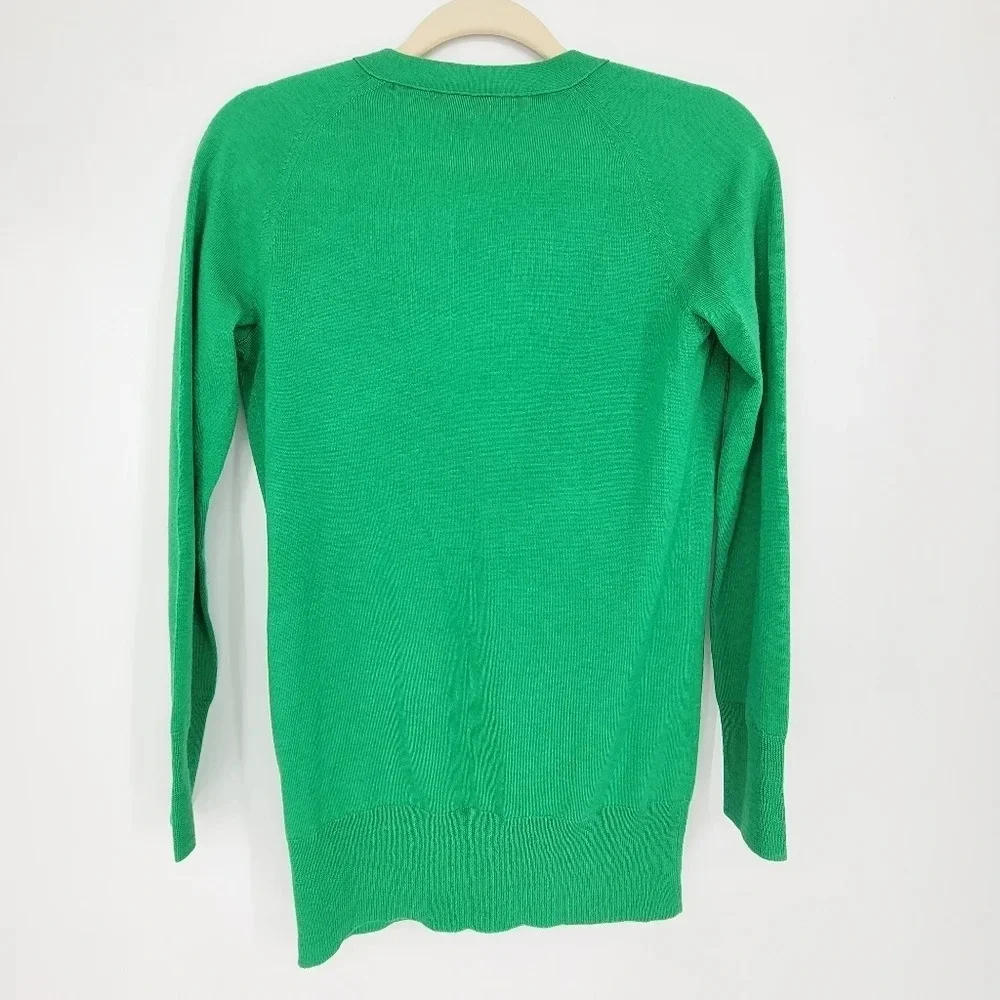 Crew 100% Merino Wool Front Pocket Cardigan Sweater Green xsmall